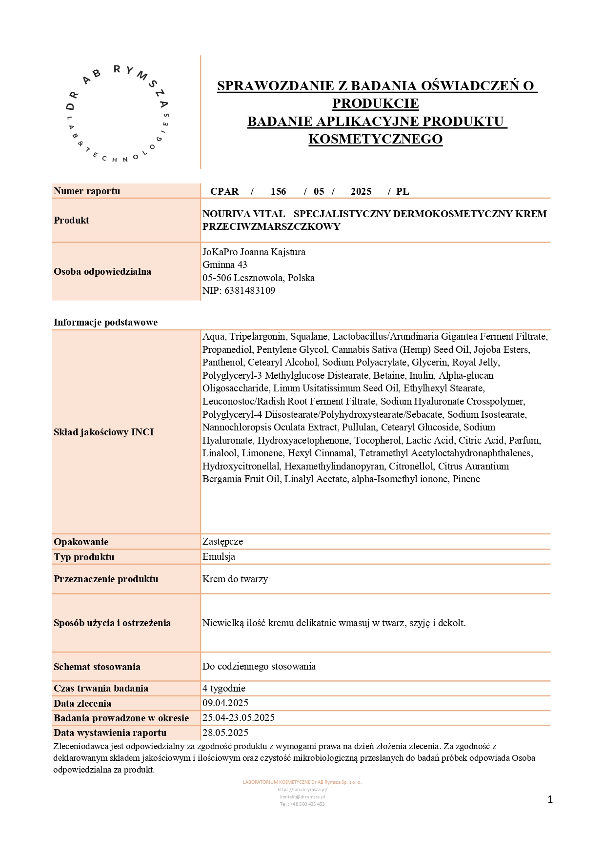 CPAR_156_05_2025_PL_JoKaPro_NOURIVA VITAL - SPECJALISTYCZNY DERMOKOSMETYCZNY KREM PRZECIWZMARSZCZKOWY_page-0001