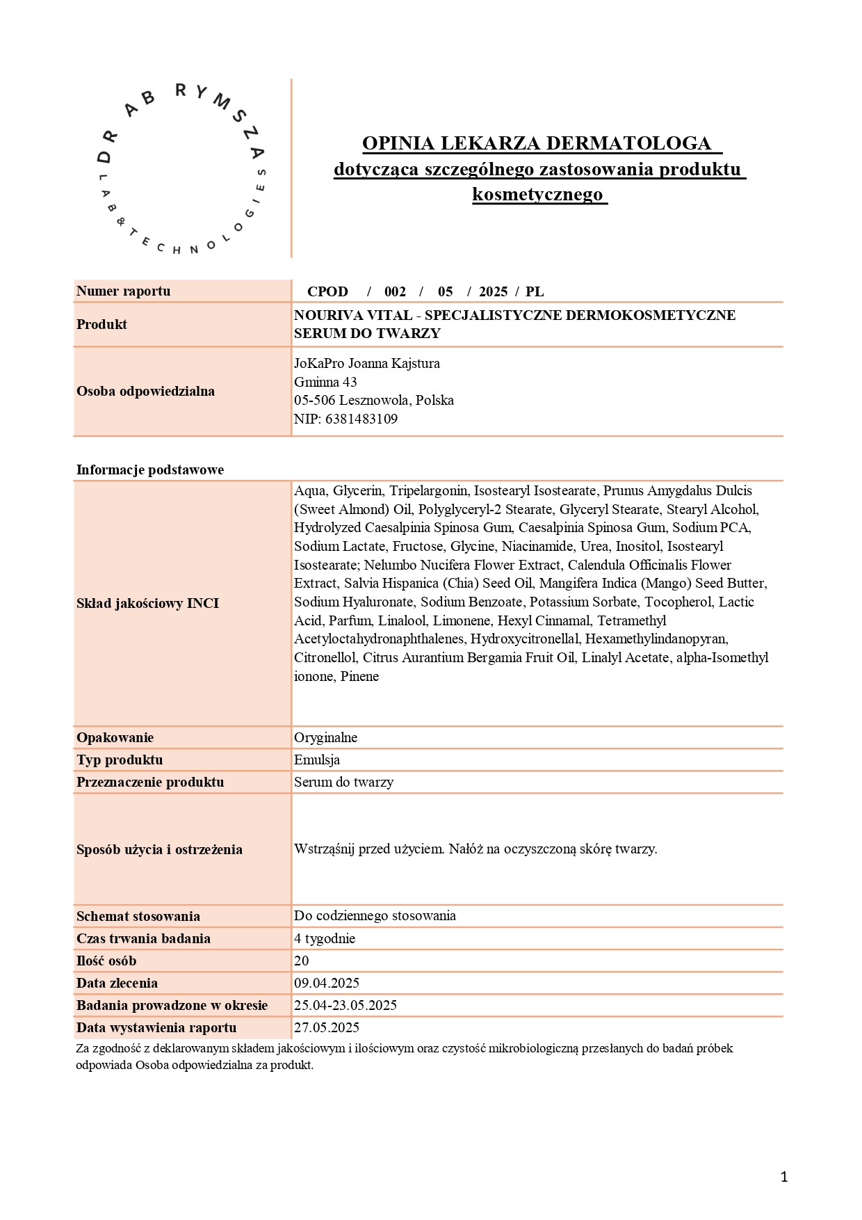 CPOD_002_05_2025_PL_JOKAPRO_NOURIVA VITAL - SPECJALISTYCZNE DERMOKOSMETYCZNE SERUM DO TWARZY_page-0001